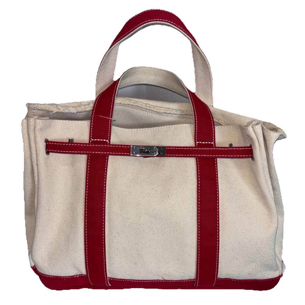Brand New Boatkin Sunwin Madaket Large Classic Tote Bag in Canvas and Red